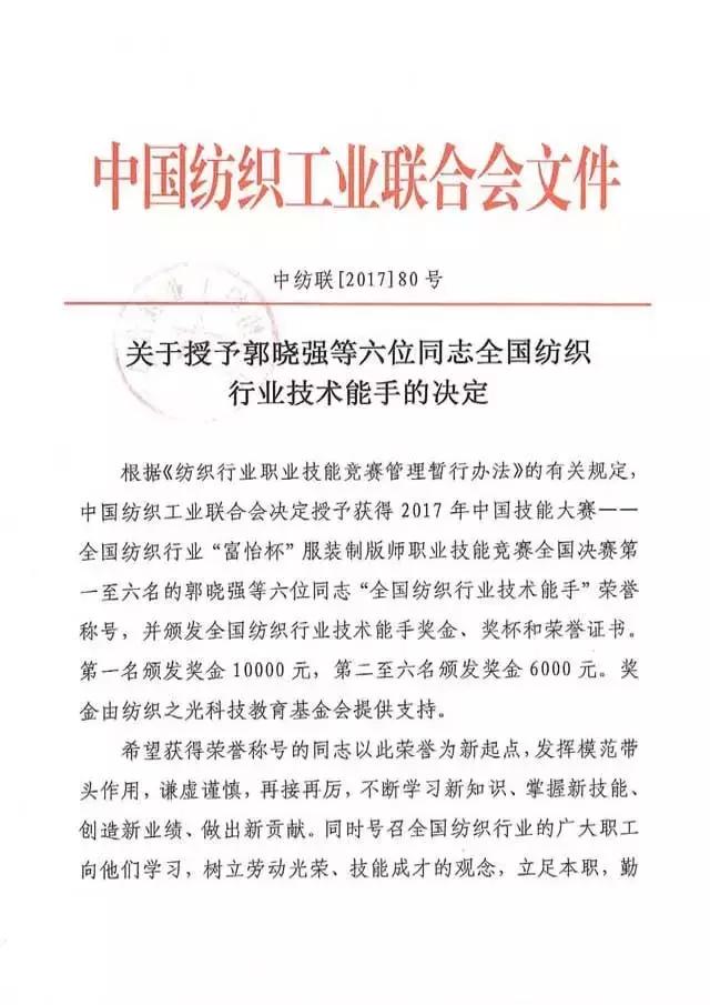 全國紡織行業(yè)“富怡杯”服裝制版師職業(yè)技能競賽獲獎名單揭曉！